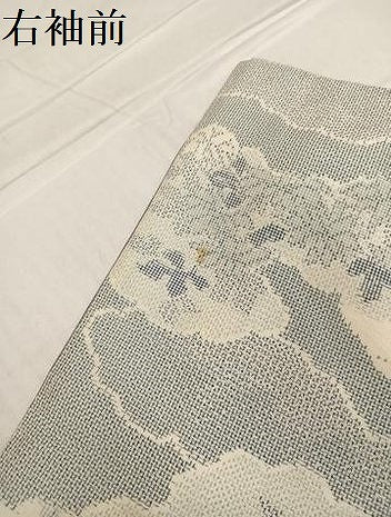 平和屋着物●上質な紬　雲重ね草花文　正絹　逸品　未使用　AABE8133ph