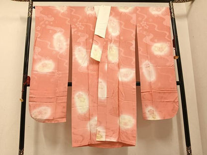 平和屋着物●振袖用長襦袢　無双仕立て　桜　暈し染め　広衿仕立て　正絹　逸品　AABE8137ph