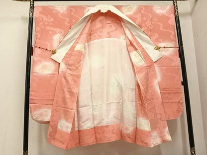 平和屋着物●振袖用長襦袢　無双仕立て　桜　暈し染め　広衿仕立て　正絹　逸品　AABE8137ph