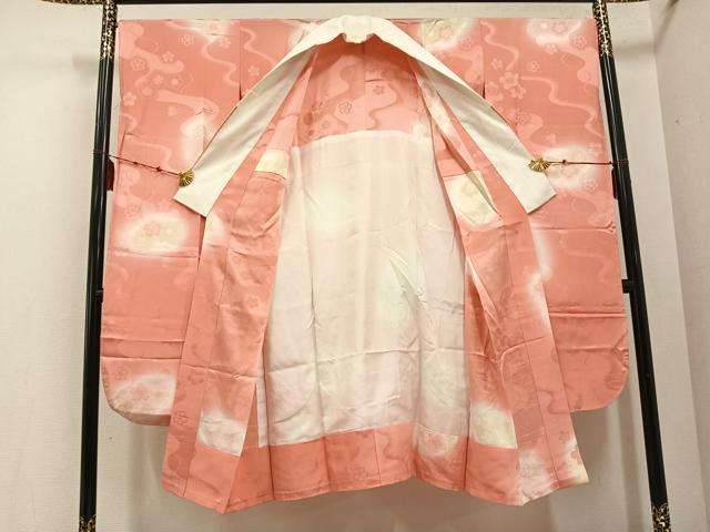 平和屋着物●振袖用長襦袢　無双仕立て　桜　暈し染め　広衿仕立て　正絹　逸品　AABE8137ph