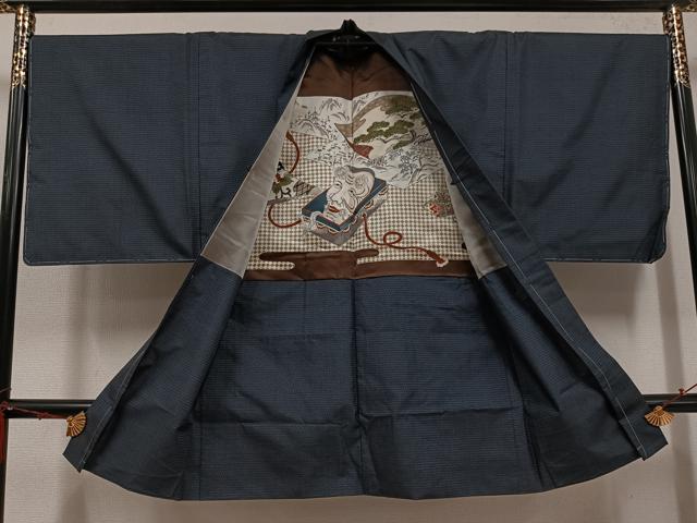 平和屋着物●男性　本場大島紬　アンサンブル　100亀甲　総詰め　正絹　逸品　AABE8138ph