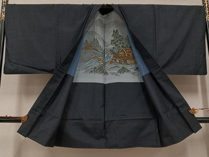 平和屋着物●男性　本場大島紬　アンサンブル　亀甲絣　正絹　逸品　AABE8140ph