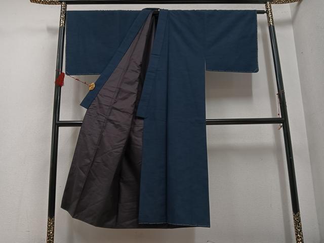 平和屋着物●男性　ほづま紬　アンサンブル　色無地　反端付き　正絹　逸品　未使用　AABE8141ph