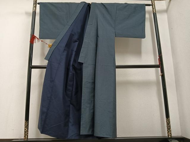 平和屋着物●男性　本場村山大島紬　アンサンブル　長襦袢(袷)セット　亀甲柄　正絹　逸品　AABE8142ph