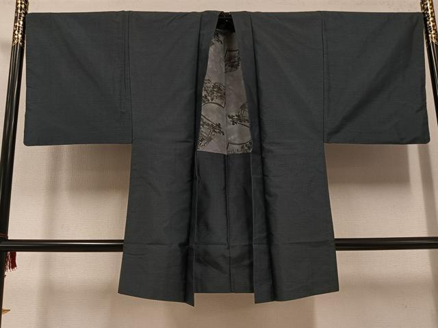 平和屋着物○男性 本場村山大島紬 アンサンブル 長襦袢(袷)セット 亀甲