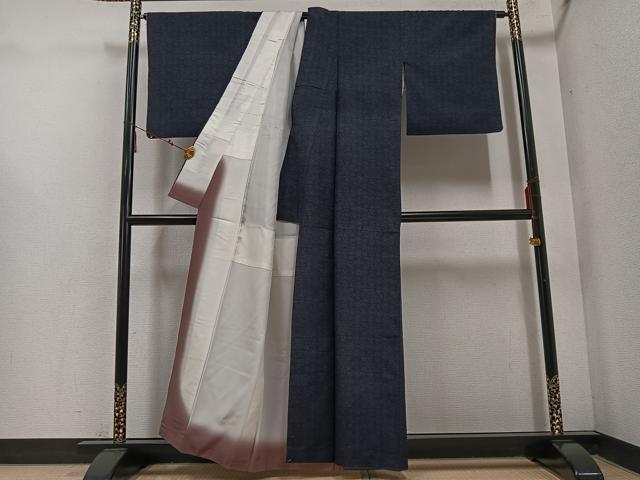 平和屋着物●結城紬　花尽くし　正絹　逸品　AABE8146ph