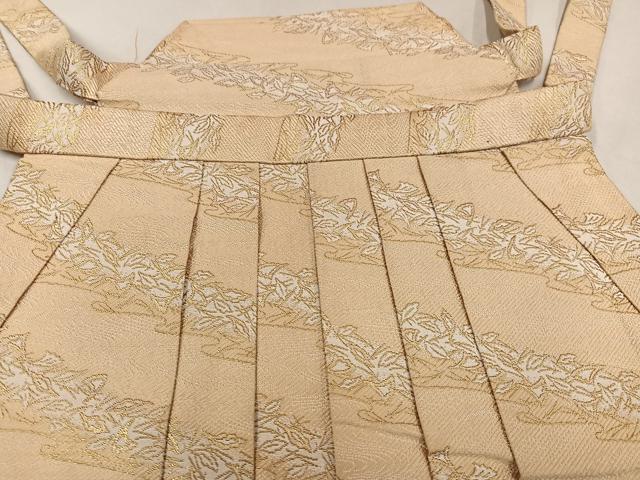 平和屋着物●男性　馬乗り袴　金襴袴　舞葉文　金糸　正絹　逸品　AABE8151ph