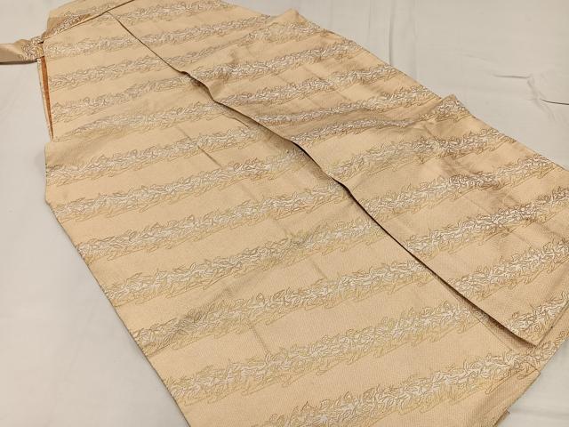 平和屋着物●男性　馬乗り袴　金襴袴　舞葉文　金糸　正絹　逸品　AABE8151ph