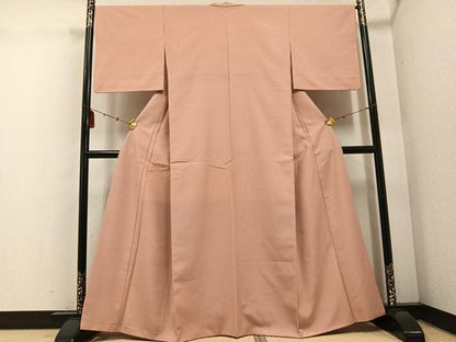 平和屋着物●上質な紬　色無地　赤香色　正絹　逸品　AABE8154ph