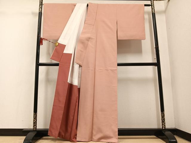 平和屋着物●上質な紬　色無地　赤香色　正絹　逸品　AABE8154ph 平和屋着物○上質な紬 色無地 赤香色 正絹 逸品 AABE8154ph