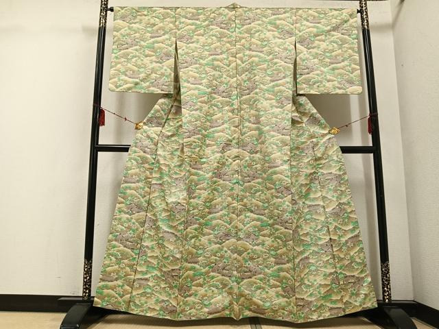 平和屋着物●本場大島紬　風景草花文　正絹　逸品　AABE8156ph 平和屋着物○本場大島紬 風景草花文 正絹 逸品 AABE8156ph