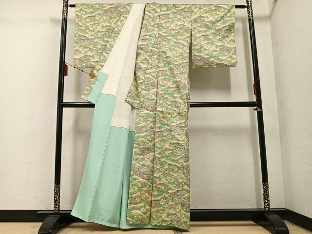 平和屋着物●本場大島紬　風景草花文　正絹　逸品　AABE8156ph 平和屋着物○本場大島紬 風景草花文 正絹 逸品 AABE8156ph