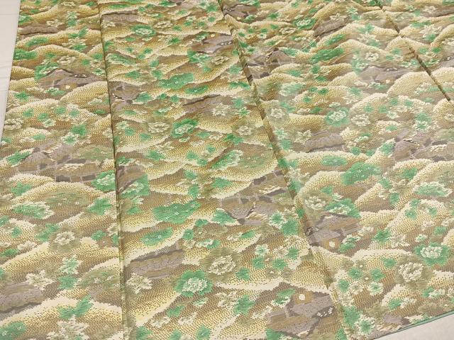 平和屋着物○本場大島紬 風景草花文 正絹 逸品 AABE8156ph