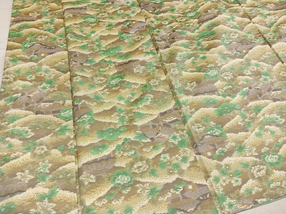 平和屋着物●本場大島紬　風景草花文　正絹　逸品　AABE8156ph