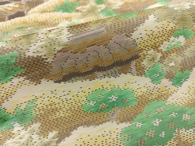 平和屋着物○本場大島紬 風景草花文 正絹 逸品 AABE8156ph