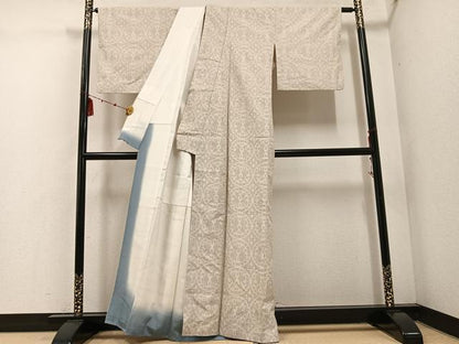 平和屋着物●結城紬　80亀甲　朱雀丸文　正絹　逸品　AABE8158ph