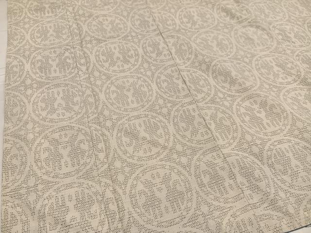 平和屋着物●結城紬　80亀甲　朱雀丸文　正絹　逸品　AABE8158ph