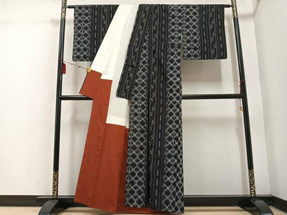 平和屋着物●上質な紬　間道　正絹　逸品　AABE8160ph