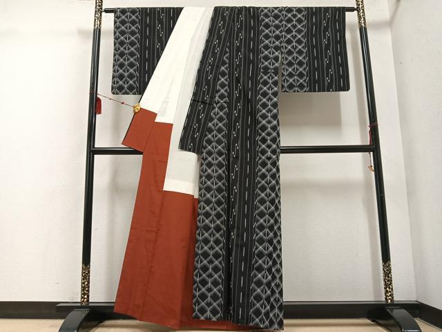 平和屋着物●上質な紬　間道　正絹　逸品　AABE8160ph