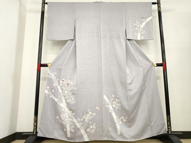 平和屋着物▼訪問着　絞り　刺繍　松竹梅舞花文　金彩　正絹　逸品　AABE8163ck