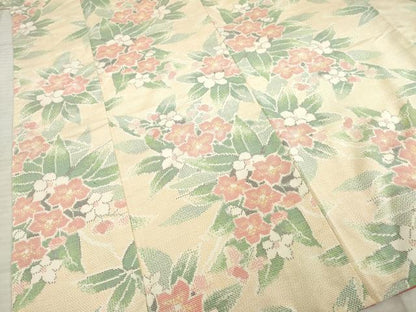 平和屋着物●上質な紬　草花文　正絹　逸品　AABE8164ck