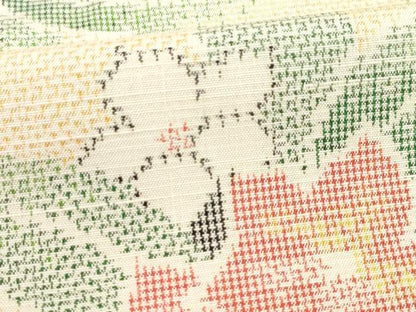 平和屋着物●上質な紬　草花文　正絹　逸品　AABE8164ck