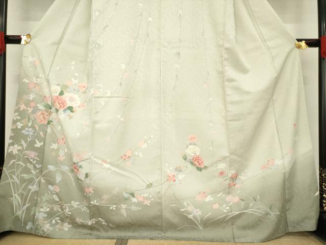 平和屋着物●訪問着　友禅　作家物　枝花文　正絹　逸品　AABE8165ck