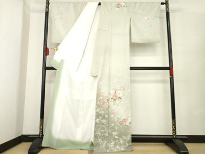 平和屋着物●訪問着　友禅　作家物　枝花文　正絹　逸品　AABE8165ck