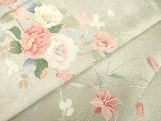 平和屋着物●訪問着　友禅　作家物　枝花文　正絹　逸品　AABE8165ck