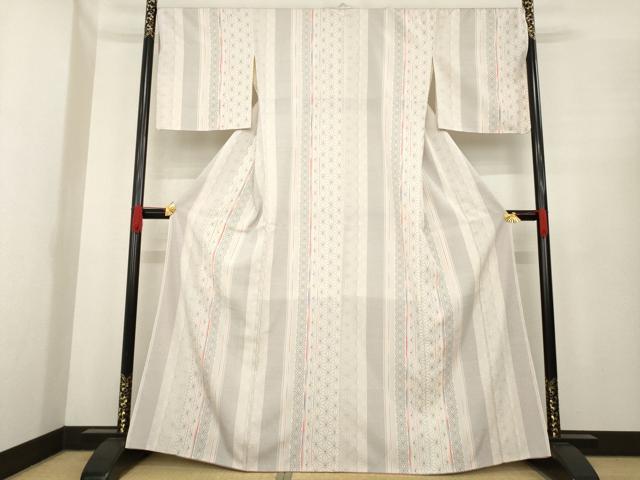 平和屋着物●本塩沢　110亀甲　麻の葉間道　正絹　逸品　AABE8169ck 平和屋着物○本塩沢 110亀甲 麻の葉間道 正絹 逸品 AABE8169ck