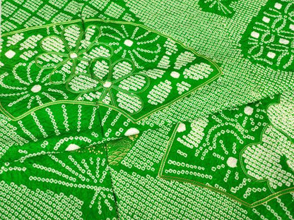 平和屋着物●豪華振袖　総絞り　駒刺繍　扇面花文　金彩　正絹　逸品　AABE8176ck