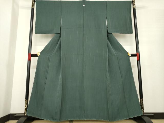 平和屋着物○上質な色無地 よろけ竹縞地紋 千歳茶色 正絹 逸品