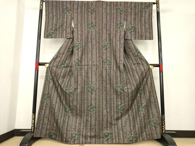 平和屋着物●本場大島紬　一元7マルキ　笹竹文　正絹　逸品　AABE8182ck