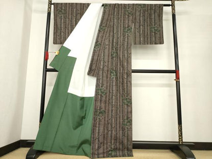 平和屋着物●本場大島紬　一元7マルキ　笹竹文　正絹　逸品　AABE8182ck