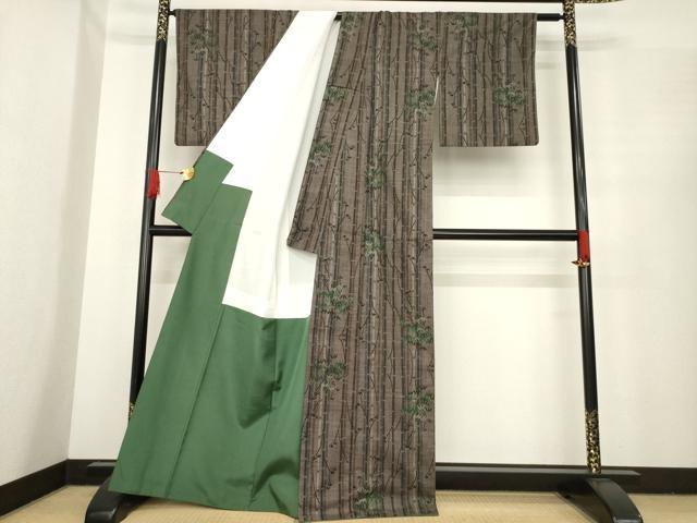 平和屋着物●本場大島紬　一元7マルキ　笹竹文　正絹　逸品　AABE8182ck