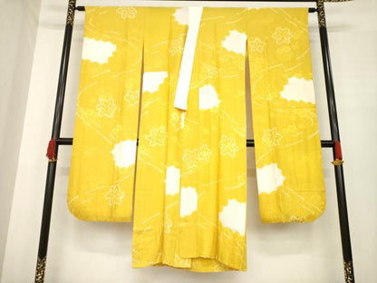 平和屋着物●振袖用長襦袢　無双仕立て　絞り　流水花文　正絹　逸品　AABE8193ck