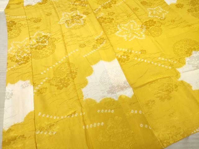 平和屋着物●振袖用長襦袢　無双仕立て　絞り　流水花文　正絹　逸品　AABE8193ck