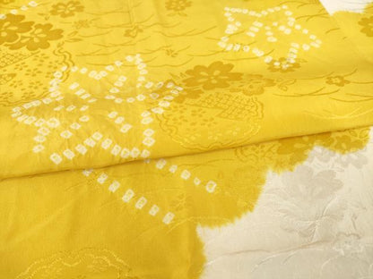 平和屋着物●振袖用長襦袢　無双仕立て　絞り　流水花文　正絹　逸品　AABE8193ck