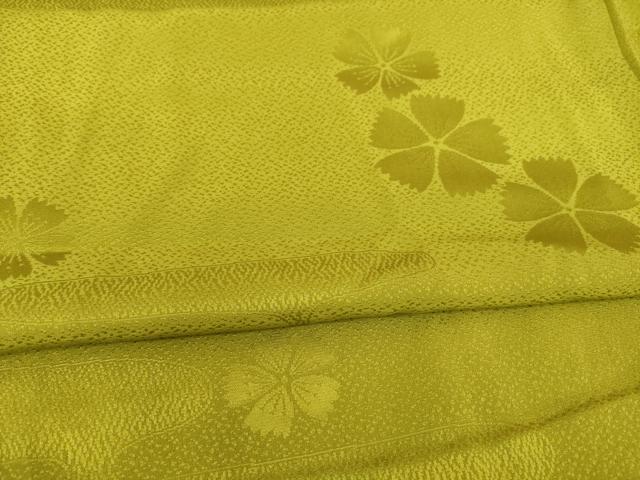 平和屋着物●振袖用長襦袢　無双仕立て　エ霞花地紋　国防色　広衿仕立て　やまと誂製　正絹　逸品　AABE8195ck
