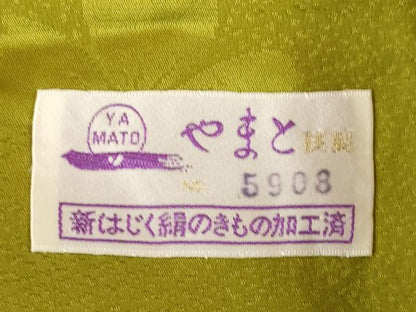 平和屋着物●振袖用長襦袢　無双仕立て　エ霞花地紋　国防色　広衿仕立て　やまと誂製　正絹　逸品　AABE8195ck