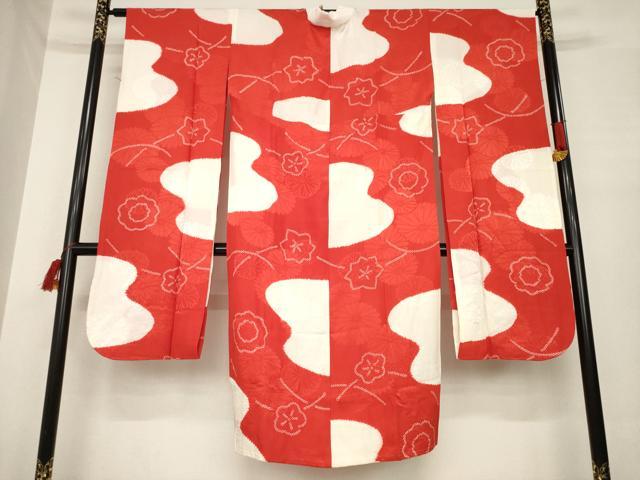 平和屋着物●振袖用長襦袢　無双仕立て　絞り　舞花文　正絹　逸品　AABE8196ck