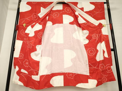 平和屋着物●振袖用長襦袢　無双仕立て　絞り　舞花文　正絹　逸品　AABE8196ck