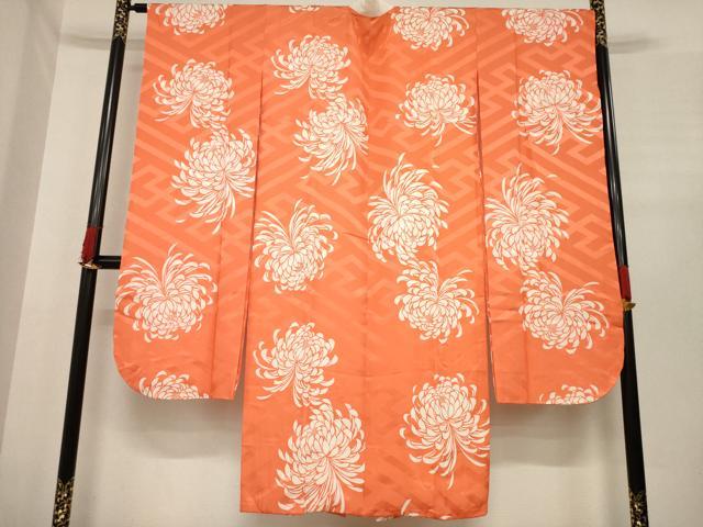 平和屋着物●振袖用長襦袢　袷　菊　正絹　逸品　AABE8198ck