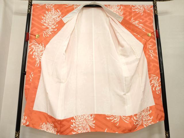 平和屋着物●振袖用長襦袢　袷　菊　正絹　逸品　AABE8198ck