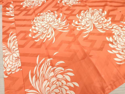 平和屋着物●振袖用長襦袢　袷　菊　正絹　逸品　AABE8198ck
