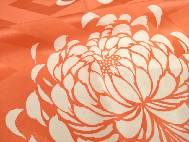 平和屋着物●振袖用長襦袢　袷　菊　正絹　逸品　AABE8198ck