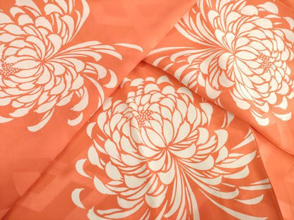 平和屋着物●振袖用長襦袢　袷　菊　正絹　逸品　AABE8198ck