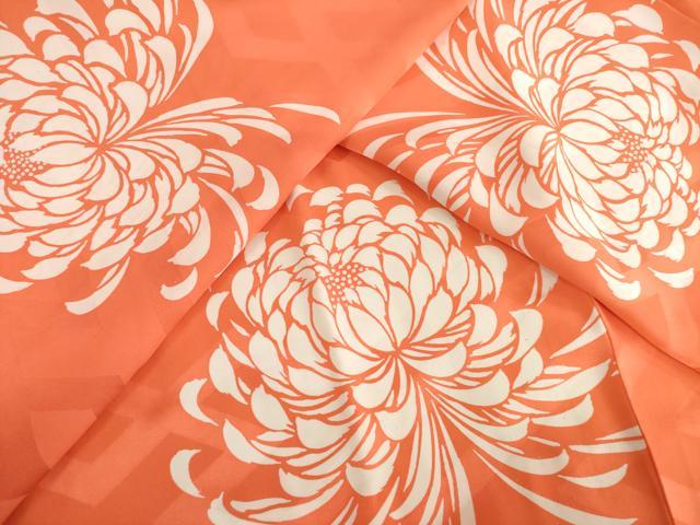 平和屋着物●振袖用長襦袢　袷　菊　正絹　逸品　AABE8198ck