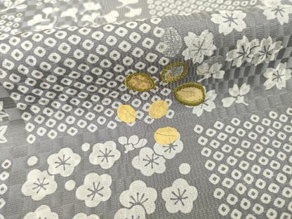 平和屋着物●訪問着　刺繍　市松草花文　丹後ちりめん　金彩　反端付き　正絹　逸品　未使用　AABE8202ck