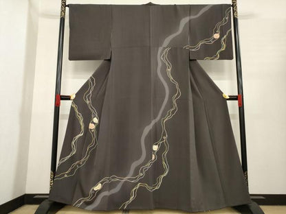 平和屋着物●訪問着　刺繍　道長花丸文　暈し染め　正絹　逸品　AABE8205ck